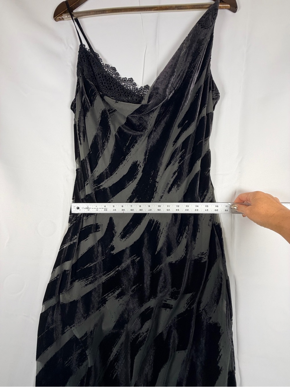BY ANTHROPOLOGIE Women’s Size XL Dress Midi Zebra Slip Flocked Asymmetrical Cowl - Picture 10 of 16